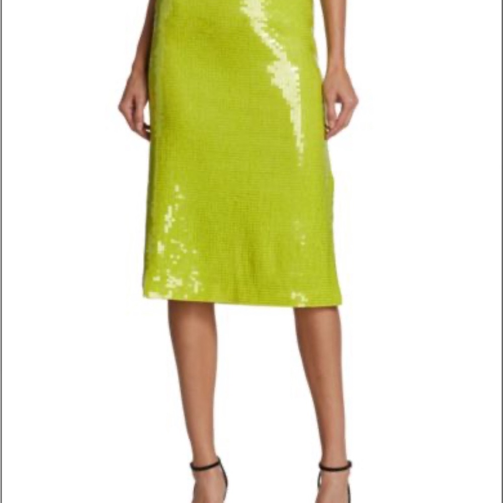 Helmut Lang Sequin Midi Skirt (Parrot Green)